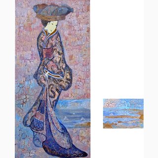 «А рыбки все летят»<br />холст, акрил, 90x50 и 15x20<br />2003 г.