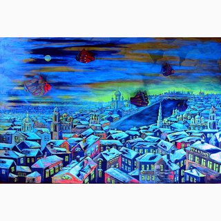 «Любимый город»<br />холст, акрил 150x80<br />2005 год