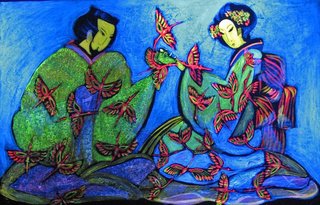 «Грустите вы, слушая крик обезьян, А знаете ли, как плачет ребенок, Покинутый на осеннем ветру?»<br />2007, canvas, acrylic paints, 60x80