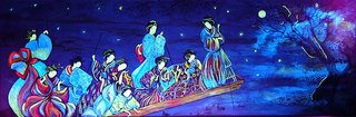 «Мелькнула на миг... В красоте своей нерасцветшей— Лик вечерней луны»<br />canvas, acrylic paints, 120x40<br />2005