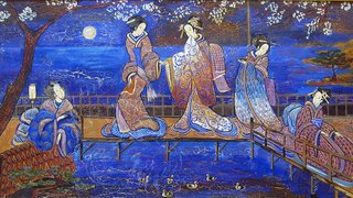 «В ладоши звонко хлопнул я<br /> там, где эхо прозвучало,<br />Бледнеет летняя луна»<br />2007, canvas, acrylic paints, 70x40
