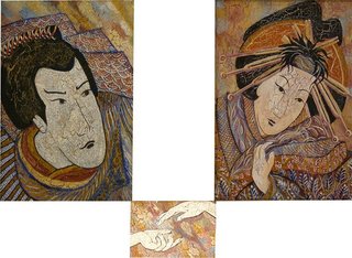 «Луна — померкни Акэти о своей жене Расскажет»<br />2006, canvas, acrylic paints, 2 paintings 20x30, 1 — 10x15