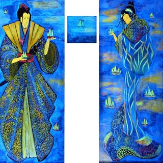 «Возвращение корабликов»<br />2003, canvas, acrylic paints, 100x60<br />20x15