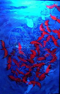 «Пугливые журавли»<br />canvas, acrylic paints, 60x80<br />2003