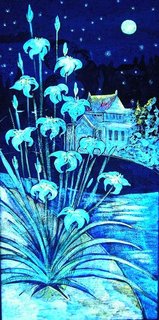 «Ирис на берегу А вот другой — до чего похож Отражение в воде»<br />2009, canvas, acrylic paints, 100x50